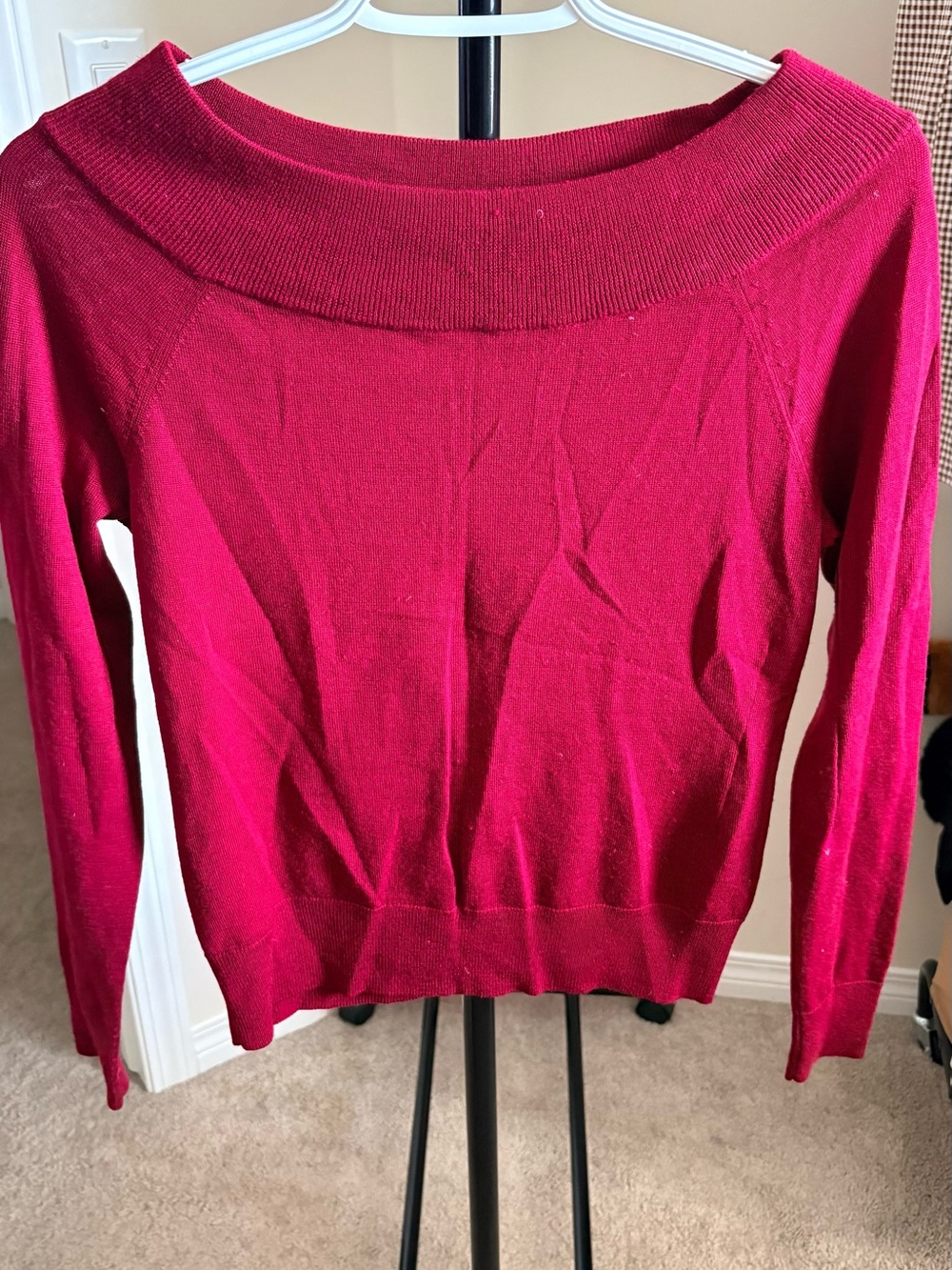 Uniqlo Off-the-Shoulder Raspberry Red Sweater